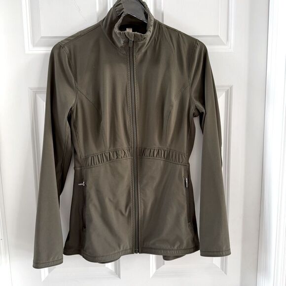 Limited edition! Lululemon zip jacket olive green gathered detail size 8 - Picture 1 of 8